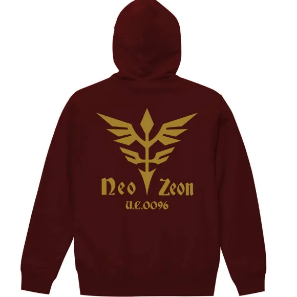 Gundam UC: Neo Zeon Zip Hoodie BURGUNDY L