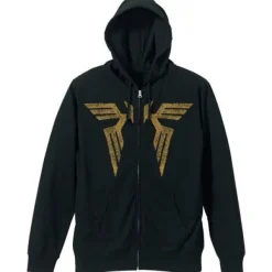 Mobile Suit Gundam Char's Cloak Embroidery-Style Print Parka : Black-M