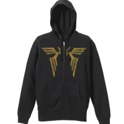 Mobile Suit Gundam: Char's Cloak Embroidery-Style Print Zip Parka: Black-L