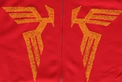 Mobile Suit Gundam: Char's Cloak Embroidery-Style Print Zip Parka: Red-L