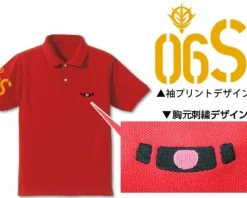Mobile Suit Gundam Char's Zaku Mono-Eye Embroidered Polo Shirt Red-L
