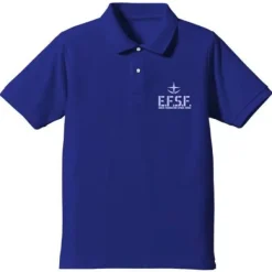 Mobile Suit Gundam Earth Federation Space Force Polo Shirt : Cobalt Blue-L