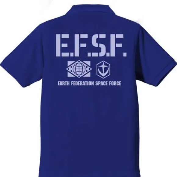 Mobile Suit Gundam Earth Federation Space Force Polo Shirt : Cobalt Blue-L