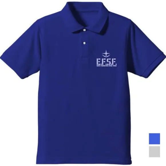 Mobile Suit Gundam: Earth Federation Space Force Polo Shirt / Cobalt Blue-M