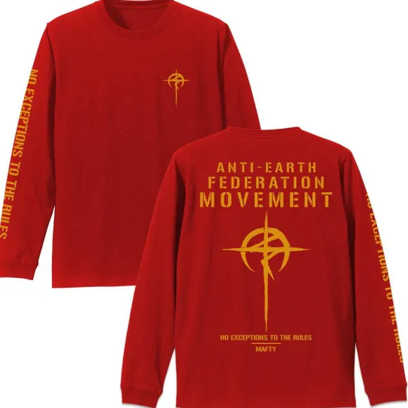 Mobile Suit Gundam: Hathaway's Flash: Mafty Sleeve Rib Long Sleeve T-shirt Red L
