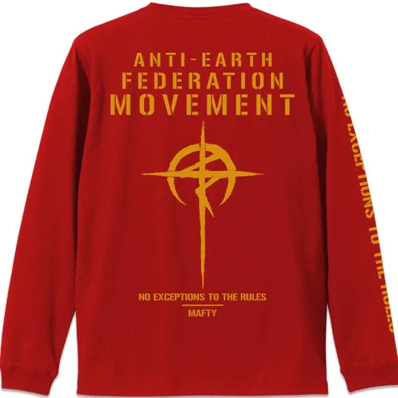 Mobile Suit Gundam: Hathaway's Flash: Mafty Sleeve Rib Long Sleeve T-shirt Red L
