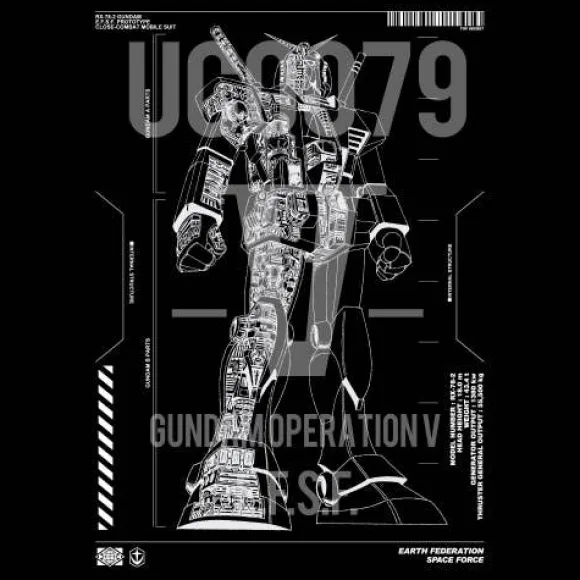 Mobile Suit Gundam: Operation V RX 78 2 Gundam T-Shirt Black S