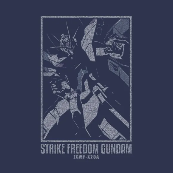 Mobile Suit Gundam Seed Destiny: Strike Freedom Gundam T-Shirt / Indigo-L