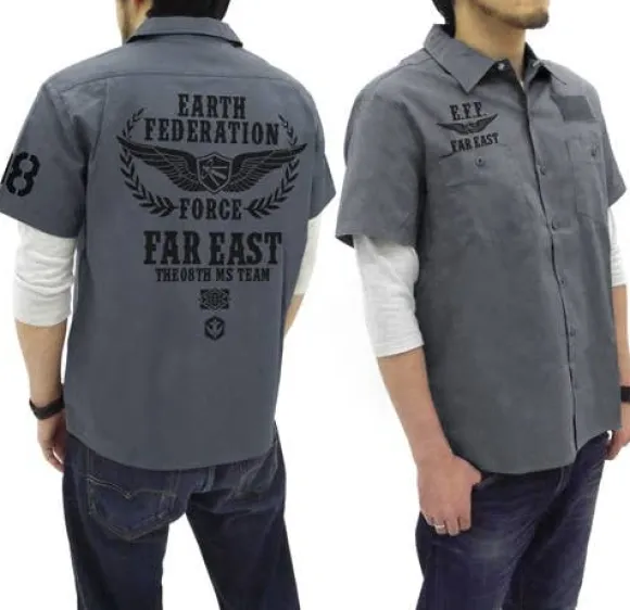 Mobile Suit Gundam: The 08th MS Team E.F.F. Patch-Based Work Shirt : Gray-M