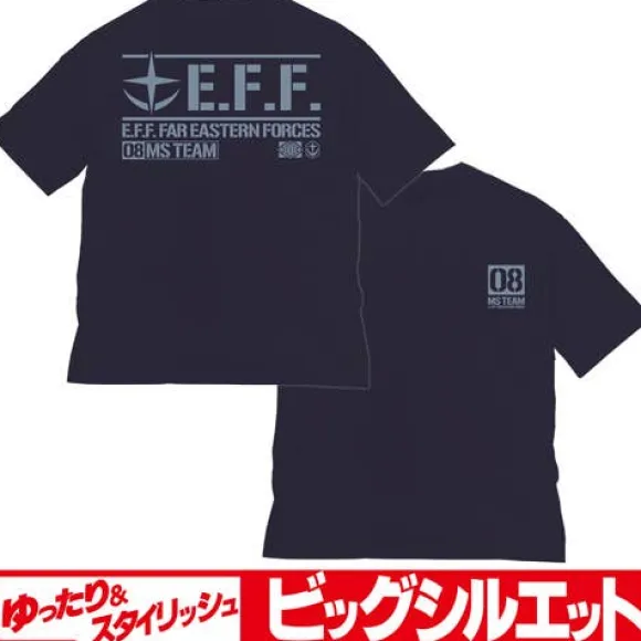 Mobile Suit Gundam 08th MS Platoon: 08th MS Platoon Big Silhouette T-Shirt / Navy-L
