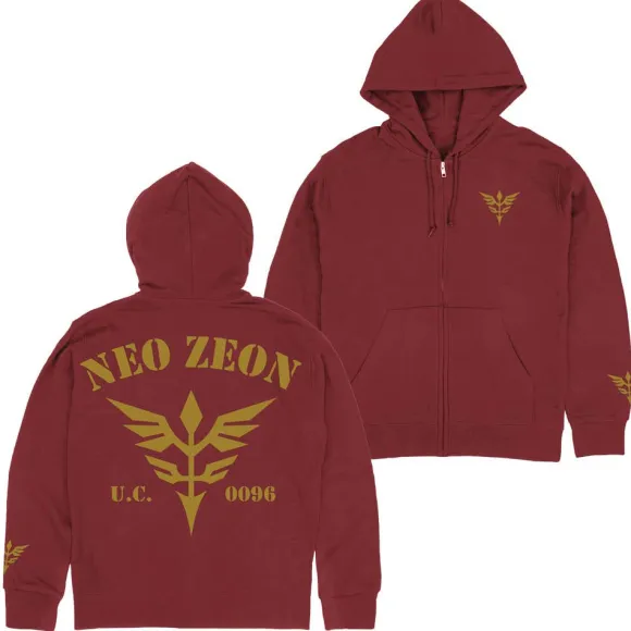 Mobile Suit Gundam Uc (Unicorn): Neo Zeon U.C.0096 Zip Hoodie / Burgundy-L