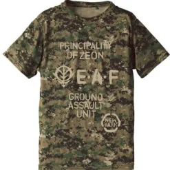 Mobile Suit Gundam: Zeon E.A.F. Camouflage Dry T-Shirt: Wood Land-L