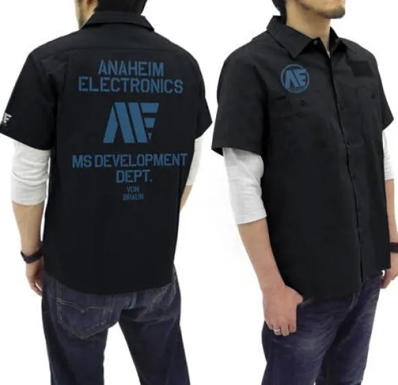 Mobile Suit Z Gundam Anaheim Logo Patch-Based Work Shirt : Black-M