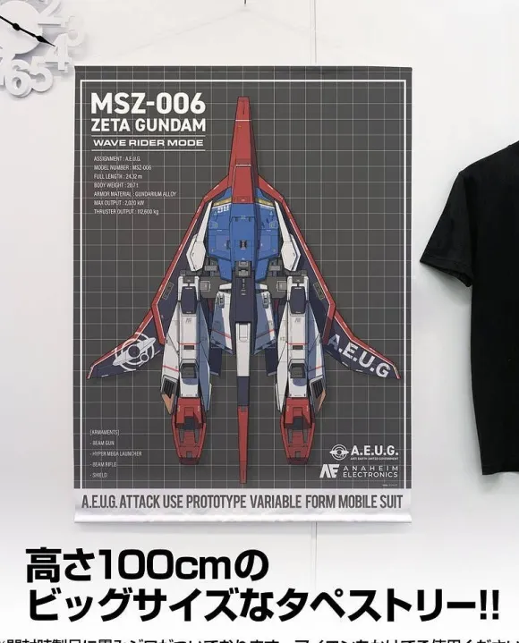 Zeta Gundam: Drawing Wave Rider 100cm Tapestry