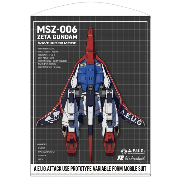 Zeta Gundam: Drawing Wave Rider 100cm Tapestry