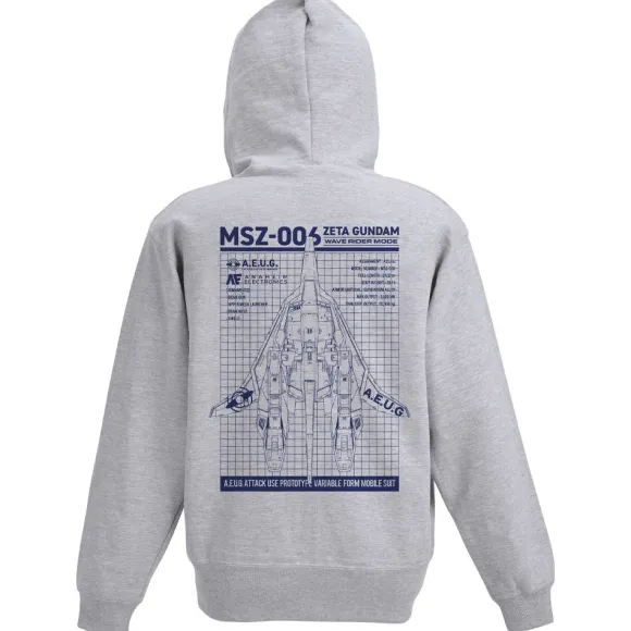 Zeta Gundam: Newly Drawn Wave Rider Zip Hoodie MIX GRAY XL