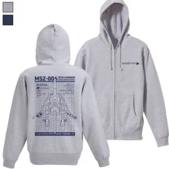 Zeta Gundam: Newly Drawn Wave Rider Zip Hoodie MIX GRAY XL