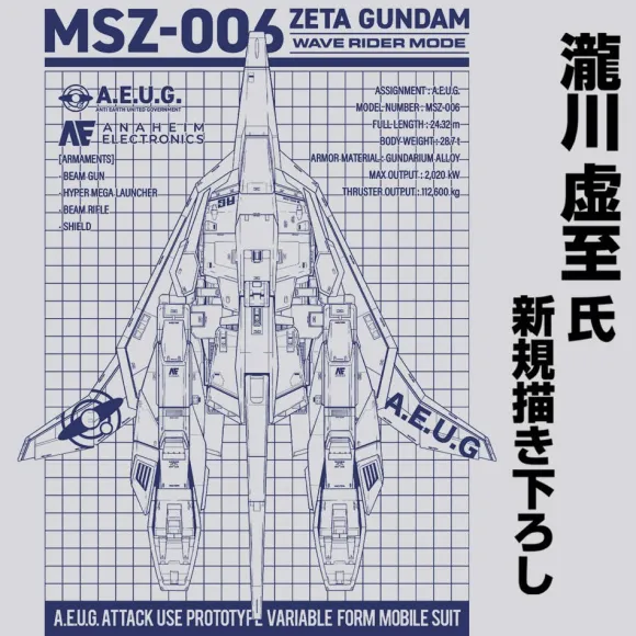 Zeta Gundam: Newly Drawn Wave Rider Zip Hoodie MIX GRAY XL